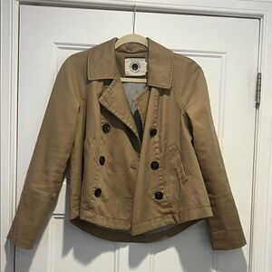Elegant Tan Double-Breasted Women's Pea Coat